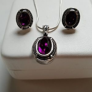 Violet purple necklace and earrings set